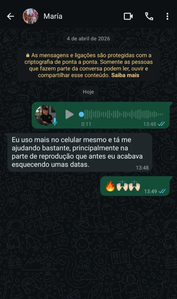 Conversa no WhatsApp de produtor que usa a Central Milk